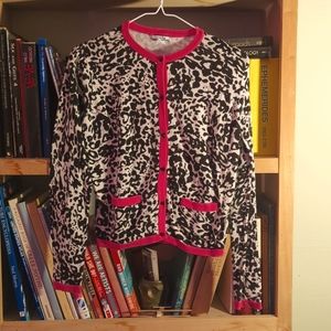 Hartstrings size 14/16 girl's black & white + pink cardigan with fancy buttons